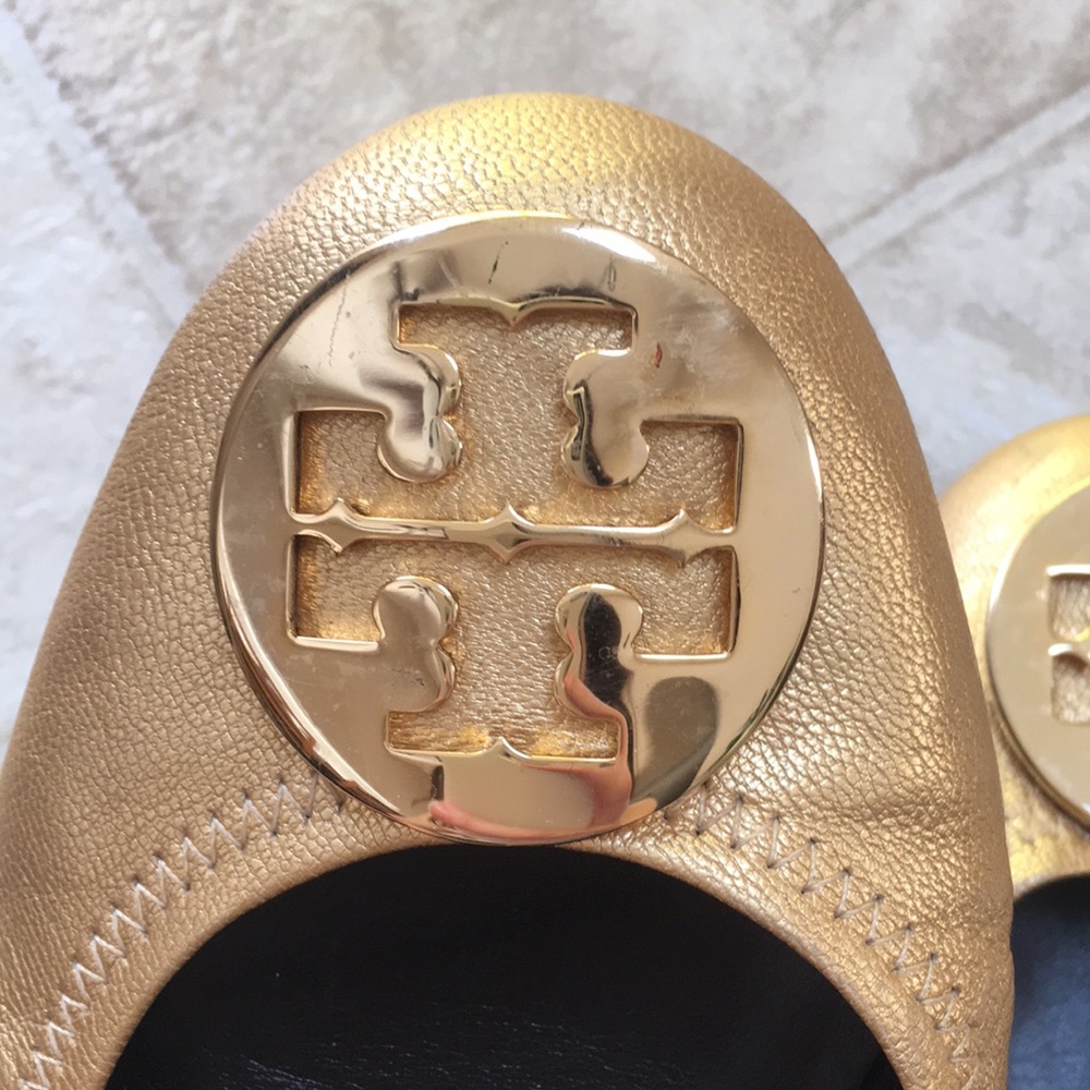 Tory Burch Gold Flats - Picture 2 of 8